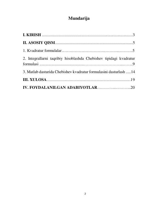 Kurs ishi(sonli usullar, Hisoblash usullari)