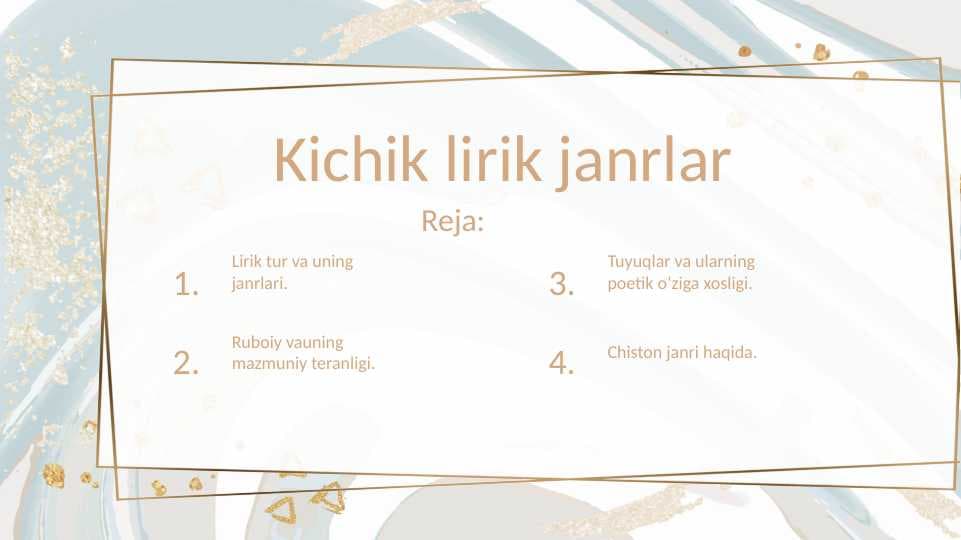 Kichik lirik janrlar