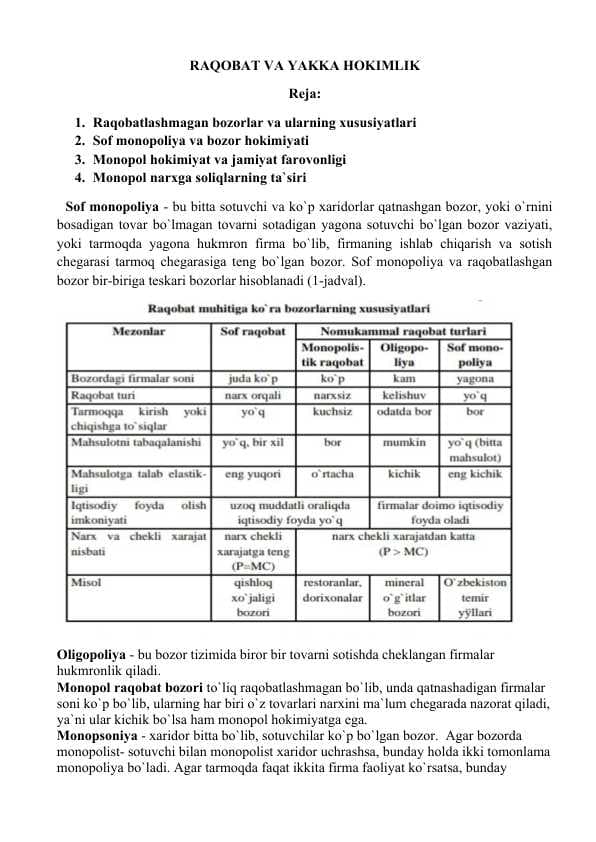 RAQOBAT VA YAKKA HOKIMLIK