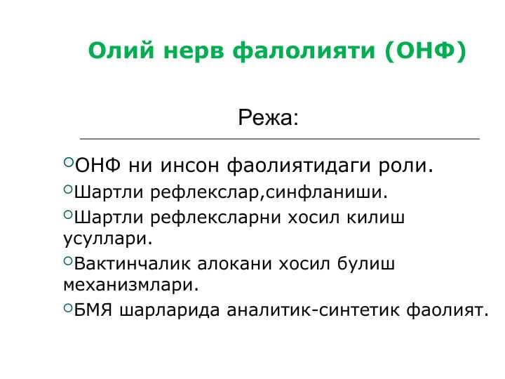 Олий нерв фалолияти (ОНФ
