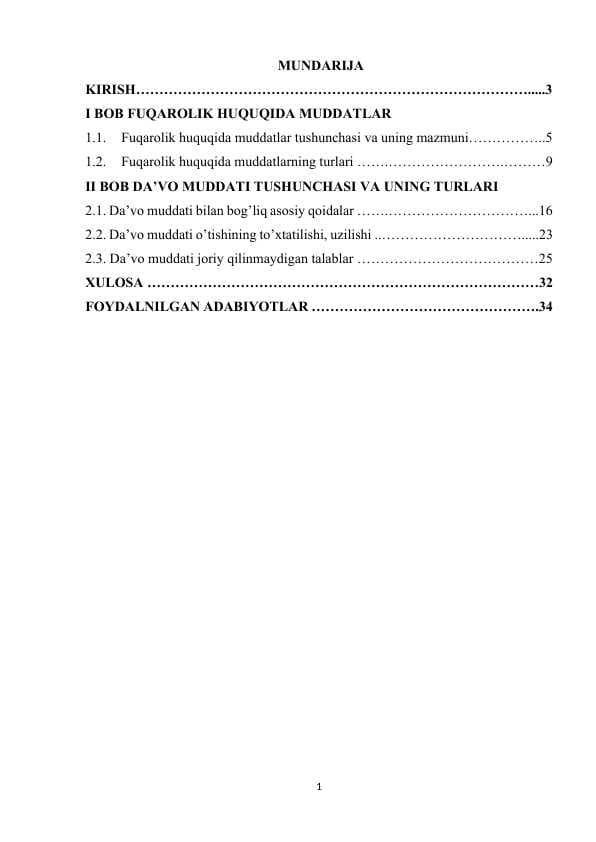 FUQAROLIK HUQUQIDA MUDDATLAR