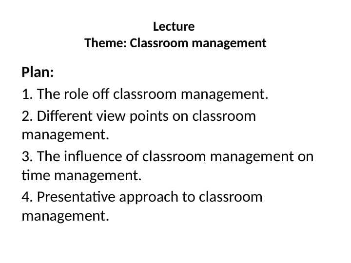 Classroom management