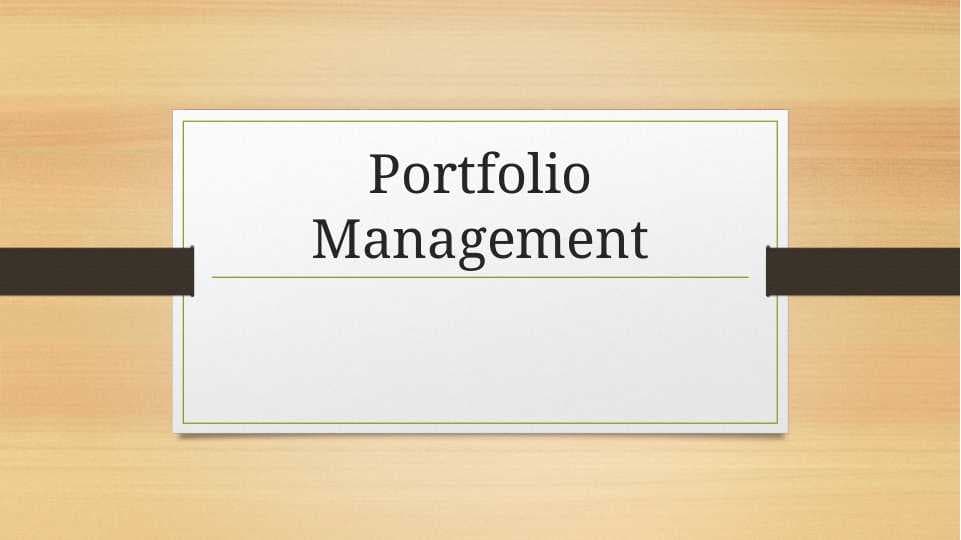 Portfolio Management