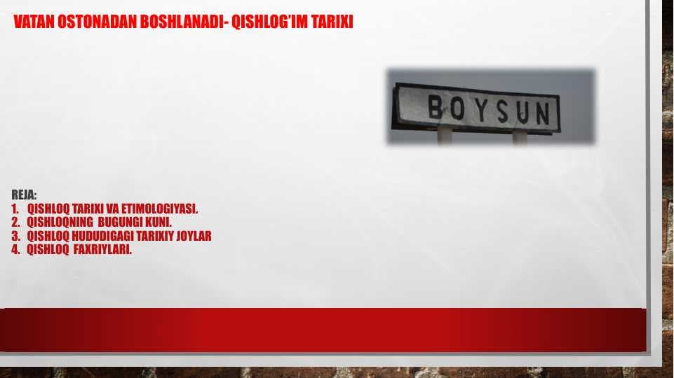 vatan ostonadan boshlanadi- qishlog’im tarixi