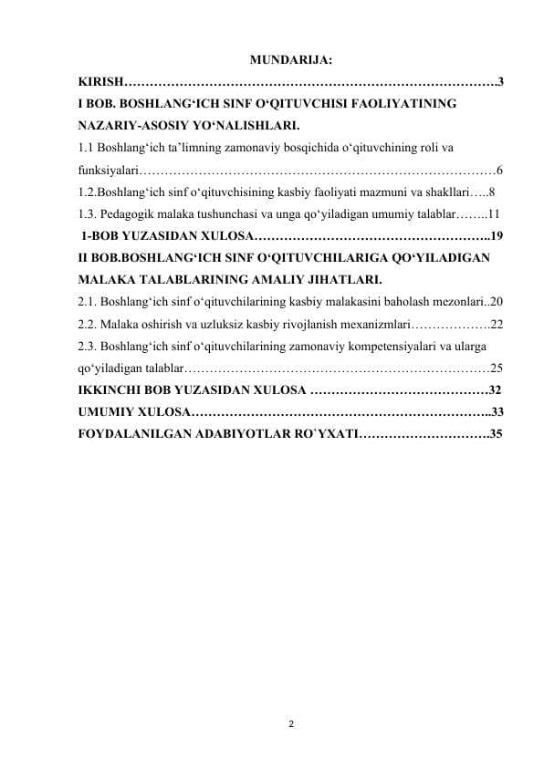 BOSHLANG`ICH SINF O`QITUVCHILARIGA QO`YILADIGAN MALAKA TALABLARI.docx