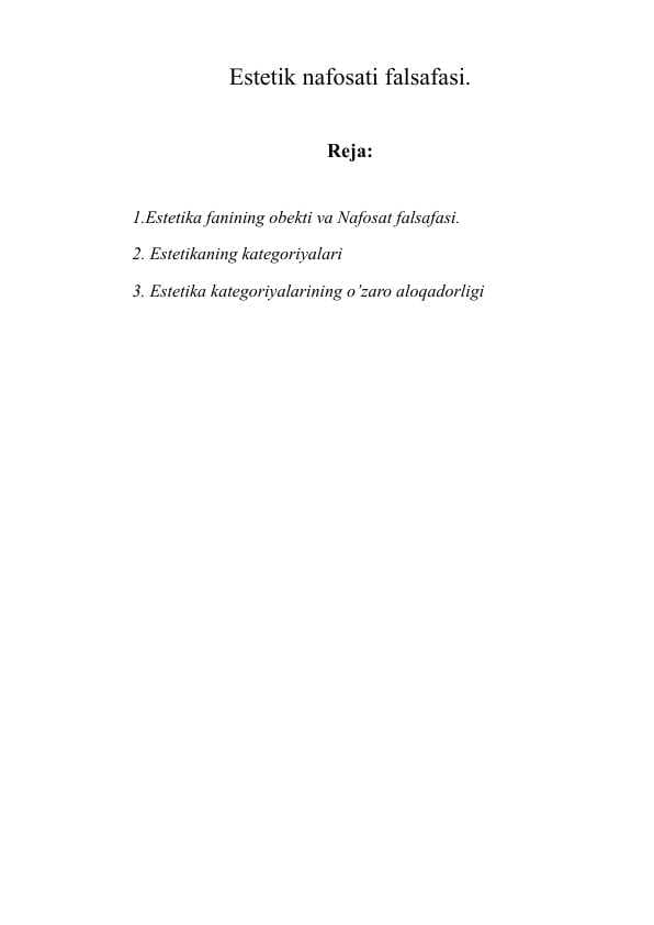 Estetik nafosati falsafasi.