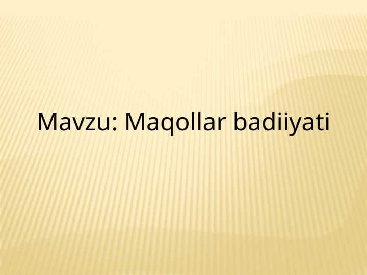 Maqollar badiiyati