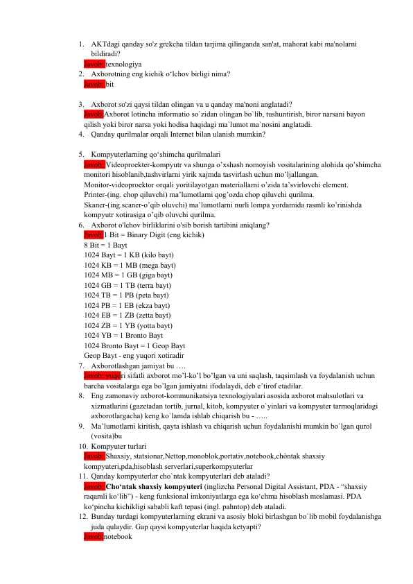 axborot kommunikatsiya texnologiyalari