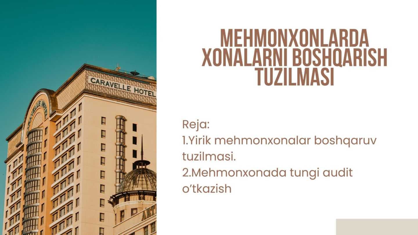 Mehmonxonlarda  xonalarni boshqarish tuzilmasi