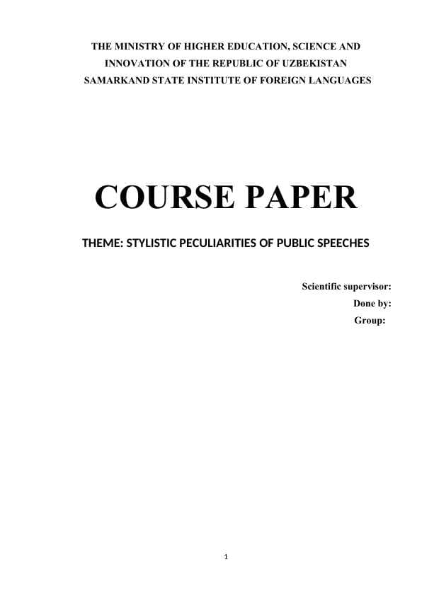 STYLISTIC PECULIARITIES OF PUBLIC SPEECHES
