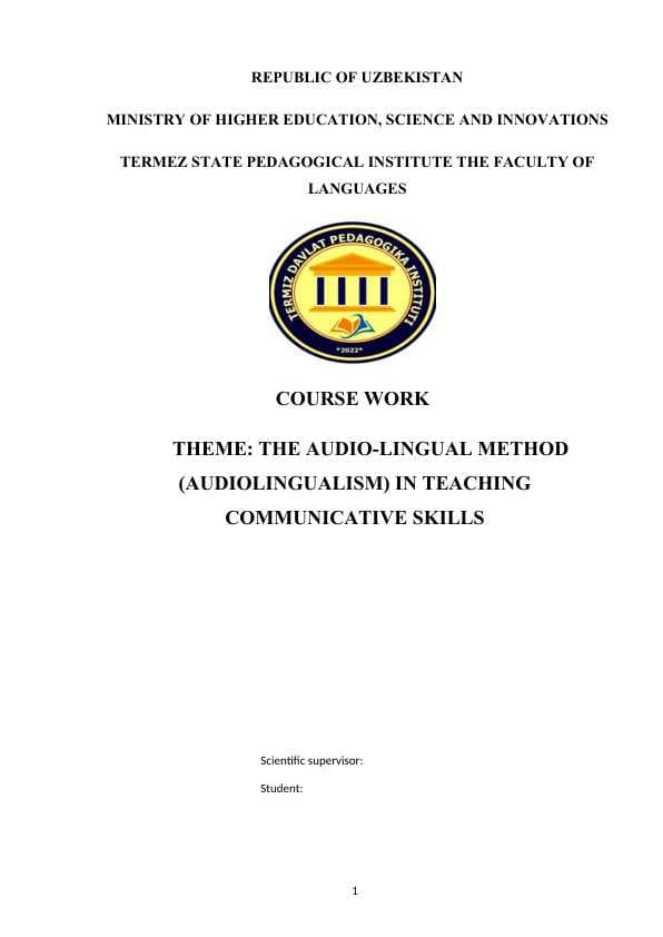 THE AUDIO-LINGUAL METHOD (AUDIOLINGUALISM) IN TEACHING COMMUNICATIVE SKILLS