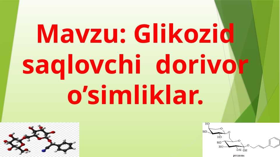 Glikozid saqlovchi  dorivor o’simliklar