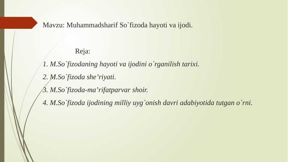 Muhammadsharif So`fizoda hayoti va ijodi