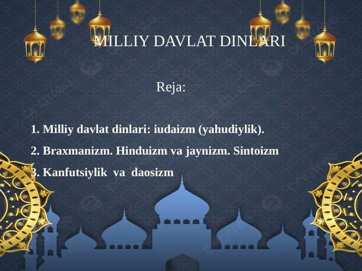 MILLIY DAVLAT DINLARI