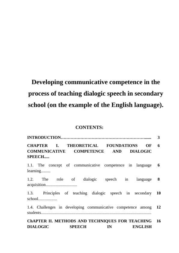 Developing communicative competence in the process of teaching dialogic speech in secondary school (on the example of the English language)