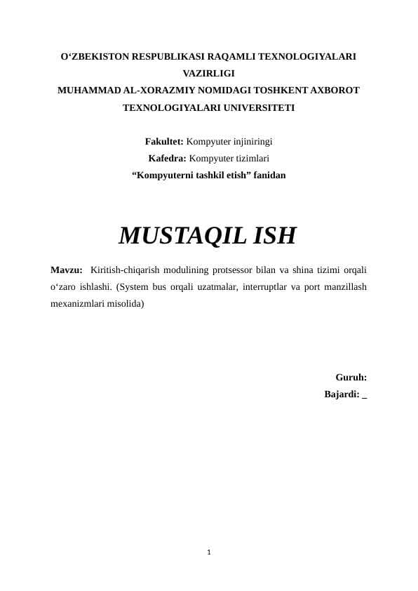 Kte mustaqil ish