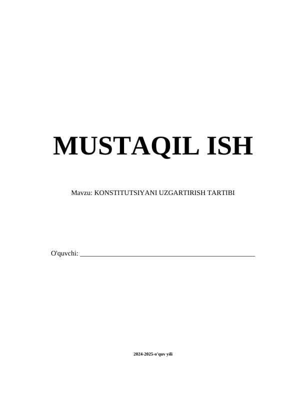 KONSTITUTSIYANI UZGARTIRISH TARTIBI