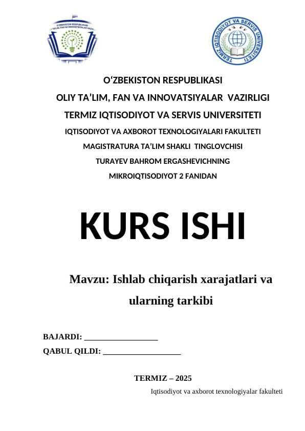 Ishlab chiqarish xarajatlari va ularning tarkibi