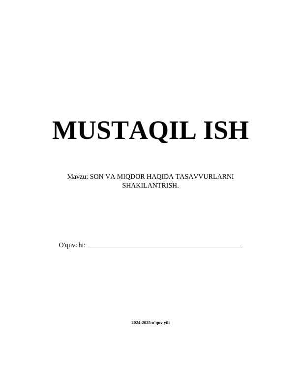 SON VA MIQDOR HAQIDA TASAVVURLARNI SHAKILANTRISH