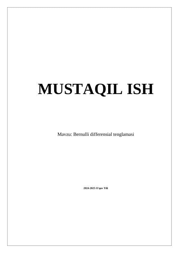 Bernulli differensial tenglamasi