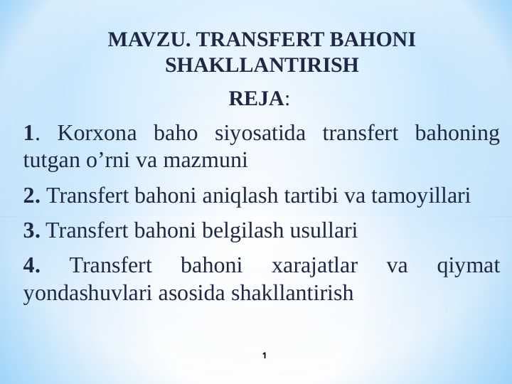 TRANSFERT BAHONI SHAKLLANTIRISH