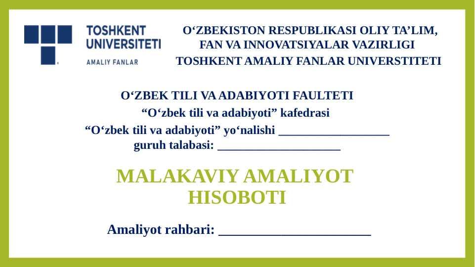 Ona tili va adabiyot amaliyot hisboti