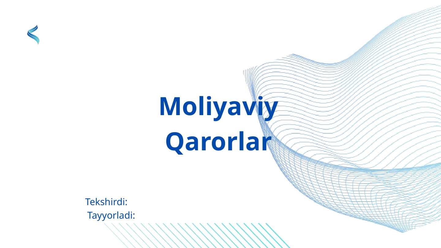 Moliyaviy Qarorlar