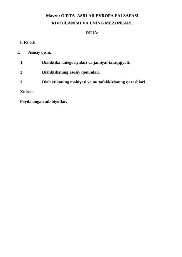 RIVOJLANISH VA UNING MEZONLARI.