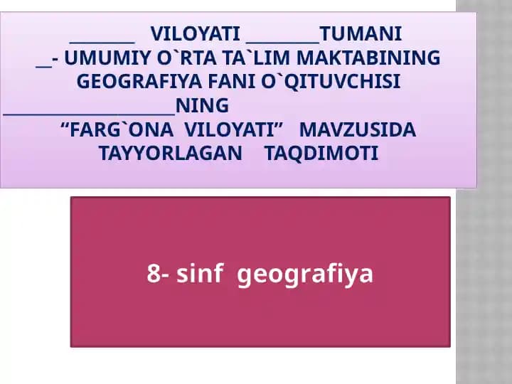 8-sinf geografiya ochiq dars