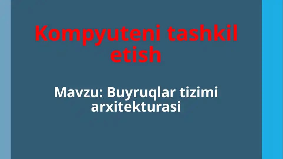 Kompyuteni tashkil etish