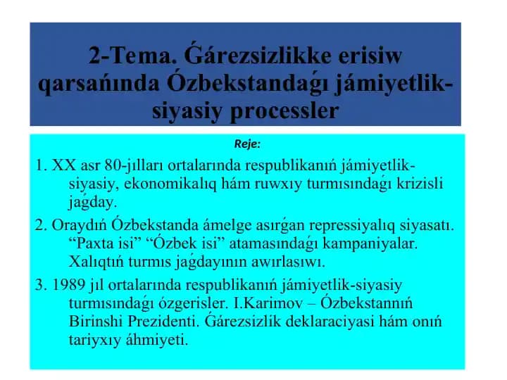 Jámiyetlik-siyasiy processler haqida