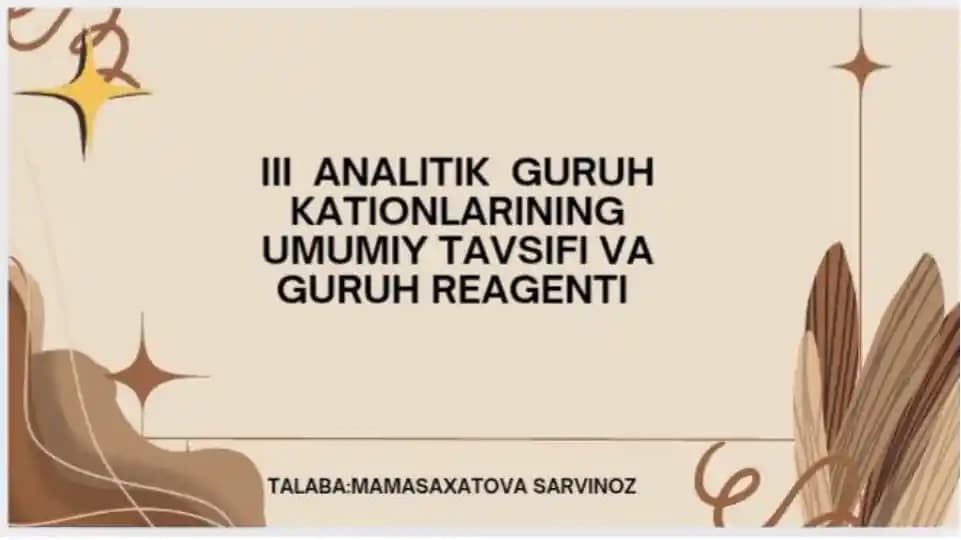 III analitik kationlar guruhi
