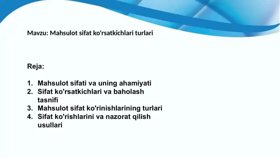 Sifat ko'rsatkichlari turlari