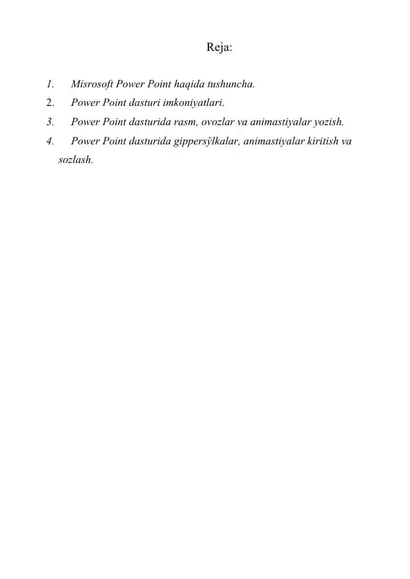 Microsoft Powerpoint 2019 bilan ishlash