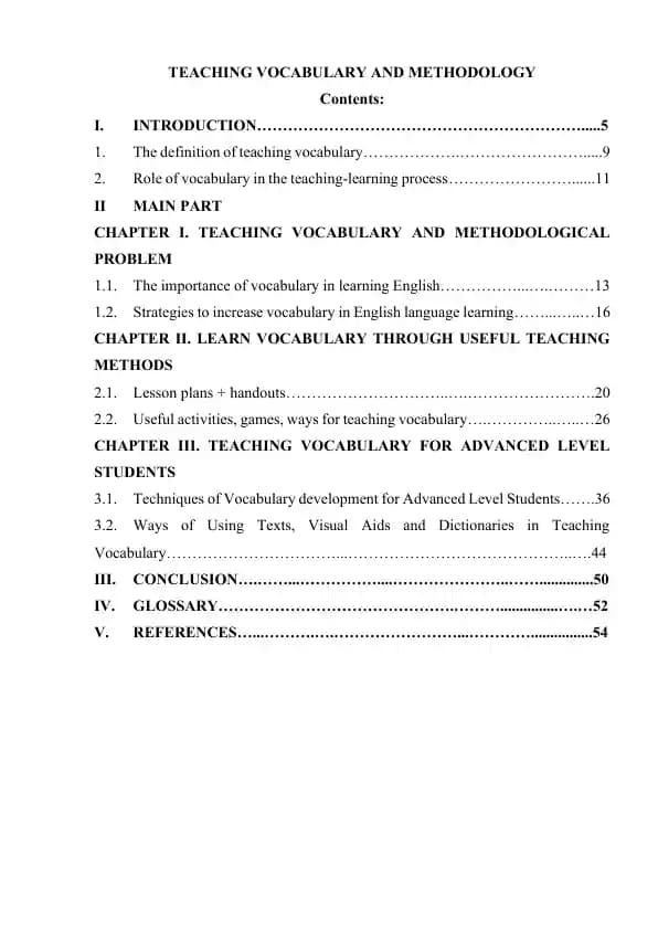 Teaching Vocabulary and Methodology