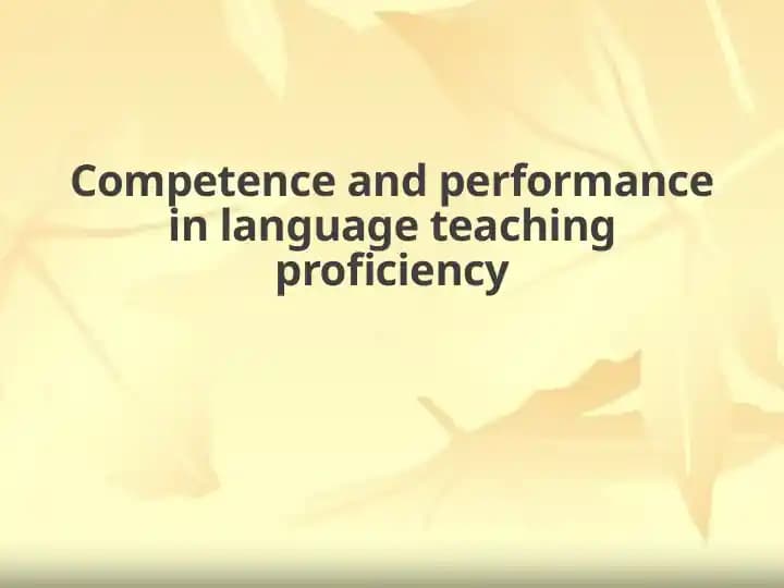 Competence and performance in language