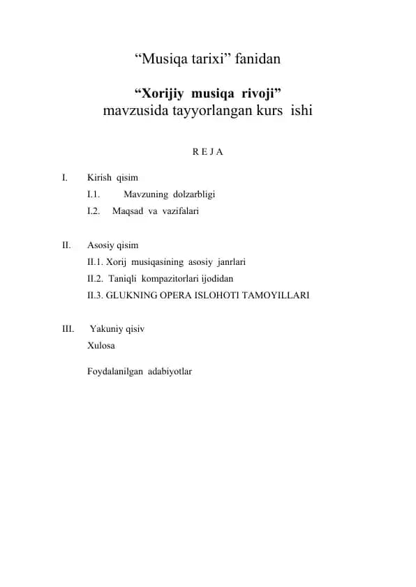 Xorijiy  musiqa  rivoji