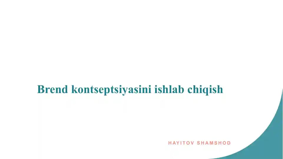 Brend kontseptsiyasini ishlab chiqish
