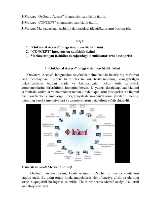 "OnGuard Access" integratsion xavfsizlik tizimi