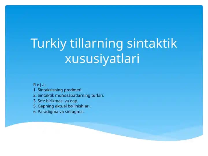 Turkiy tillarning sintaktik xususiyatlari