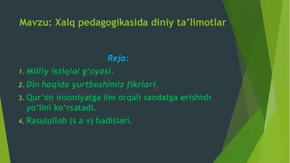 Xalq pedagogikasida diniy ta’limotlar