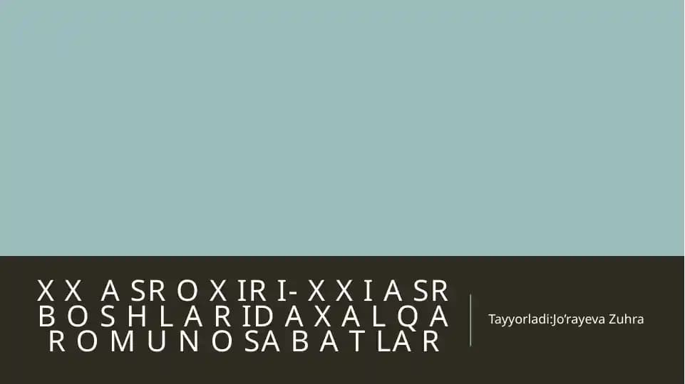 Xalqaro Munosabatlar