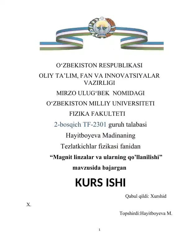 Magnit linzalar va ularning qo’llanilishi