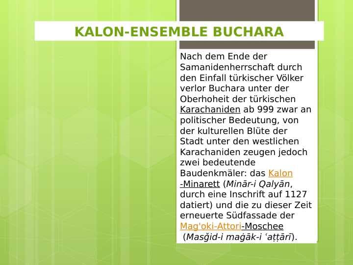 KALON-ENSEMBLE BUCHARA.