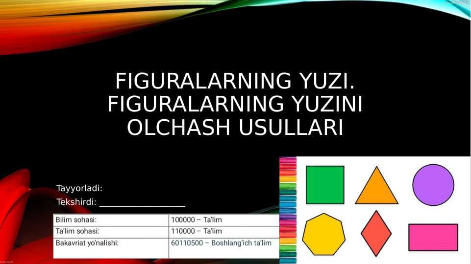 Figuralarning yuzi. Figuralarning yuzini olchash usullari