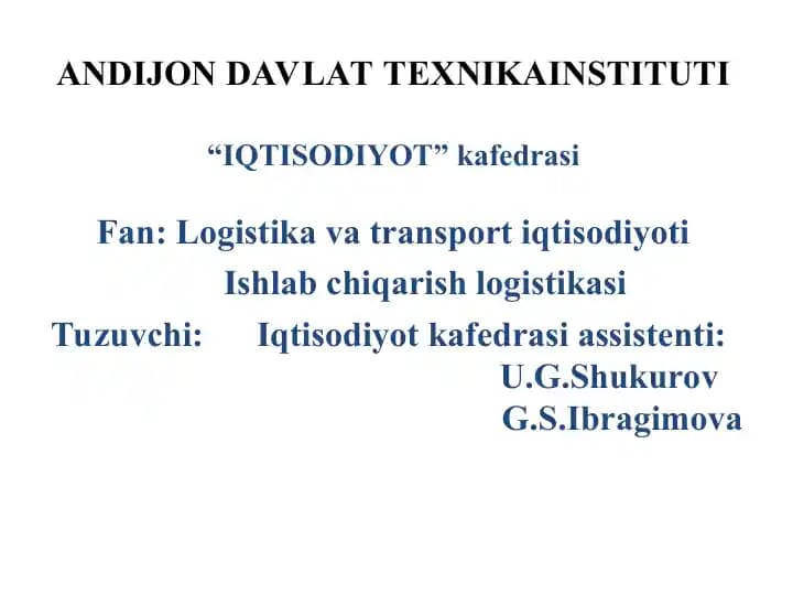 Ishlab chiqarish logistikasi