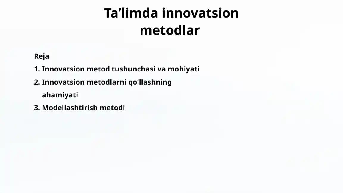 Ta'limda innovatsion metodlar