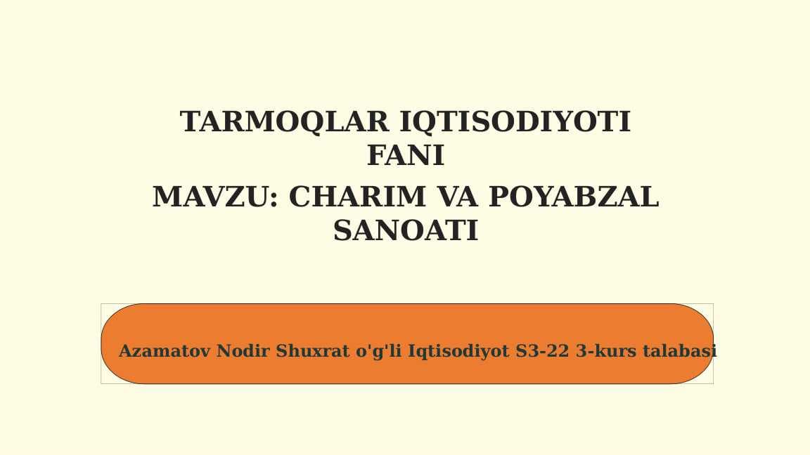 Charim va poyabzal sanoati