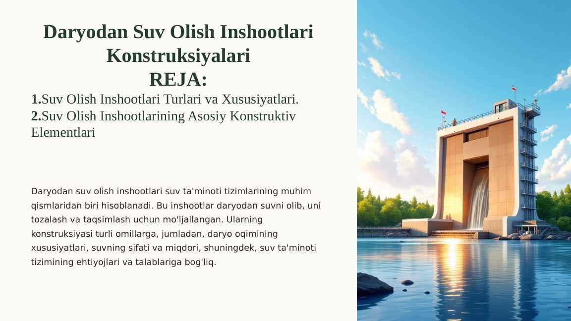 Daryodan-Suv-Olish-Inshootlari-Konstruksiyalari pptx