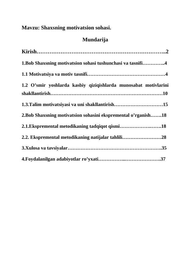 Shaxsning motivatsion sohasi.